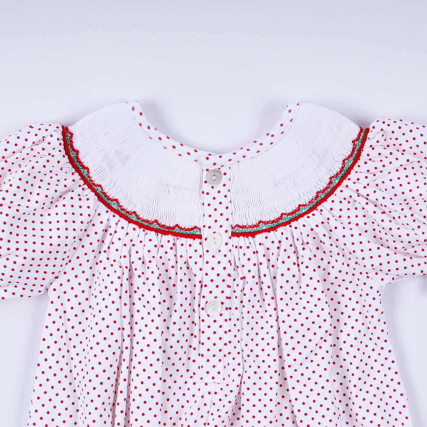 Red gingerbread hand smocked bubble