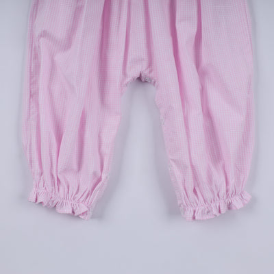 Pink christmas tree hand smocked ruffle romper