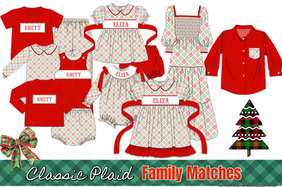 Classic Christmas Plaid Family Collection  - Custom Name Smock- Preorder ETA October