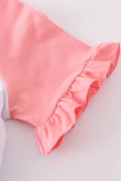 Pink baseball bow tie girl top