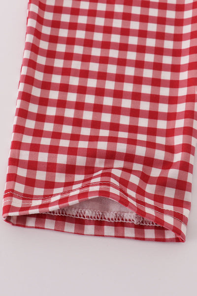 Alabama embroidery gingham pants set