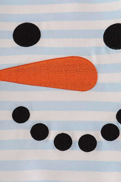 Blue snowman embroidery stripe bubble