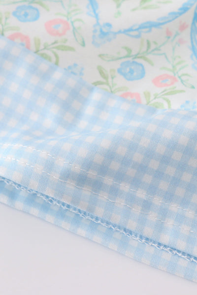 Blue delicate floral print girl dress