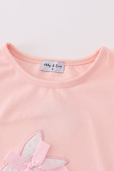 Pink easter bunny applique girl dress