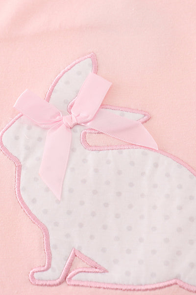 Pink easter bunny applique girl dress