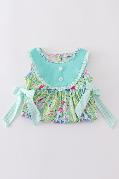 Ocean bloom print ruffle dress