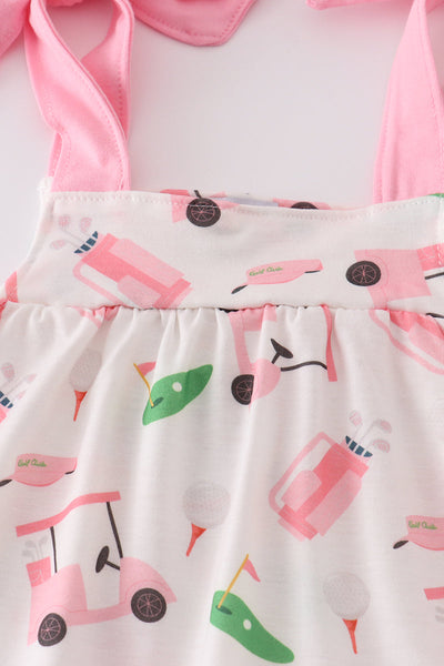 Pink golf print bloomer set