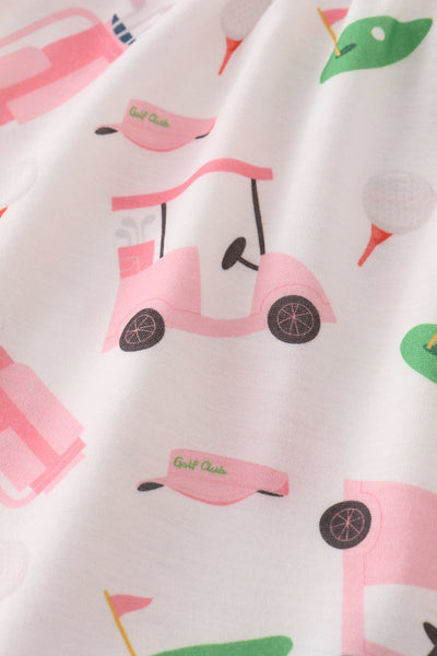 Pink golf print bloomer set