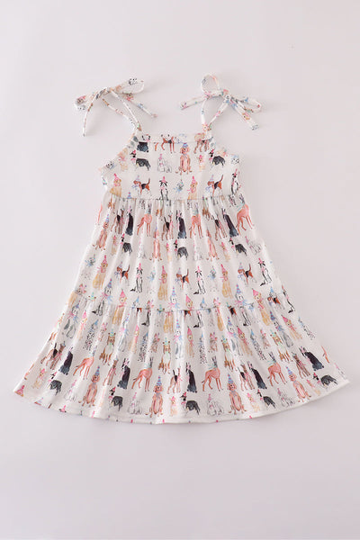 Pink party puppy print dress