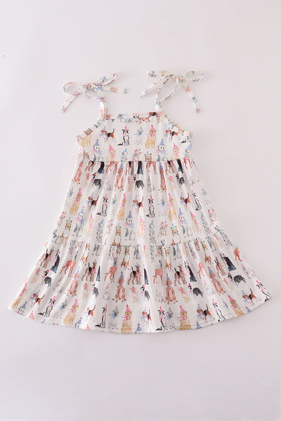 Pink party puppy print dress