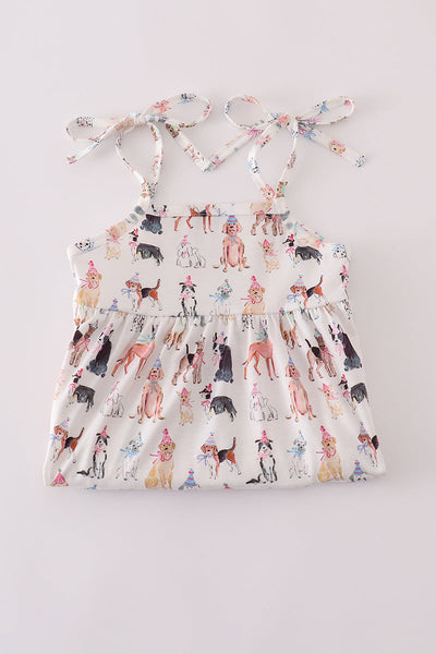 Pink party puppy print dress