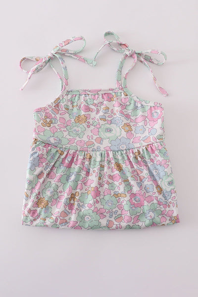Mint pink floral print set
