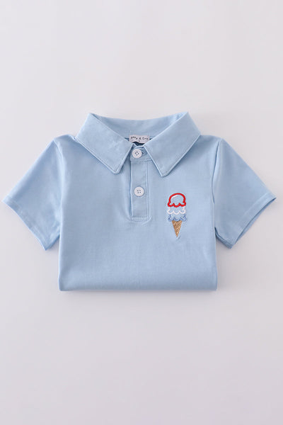 Blue ice cream embroidery set