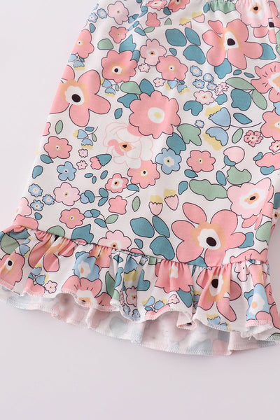Pink summer floral print set