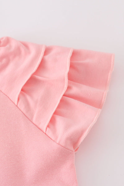 Pink summer floral print ruffle dress