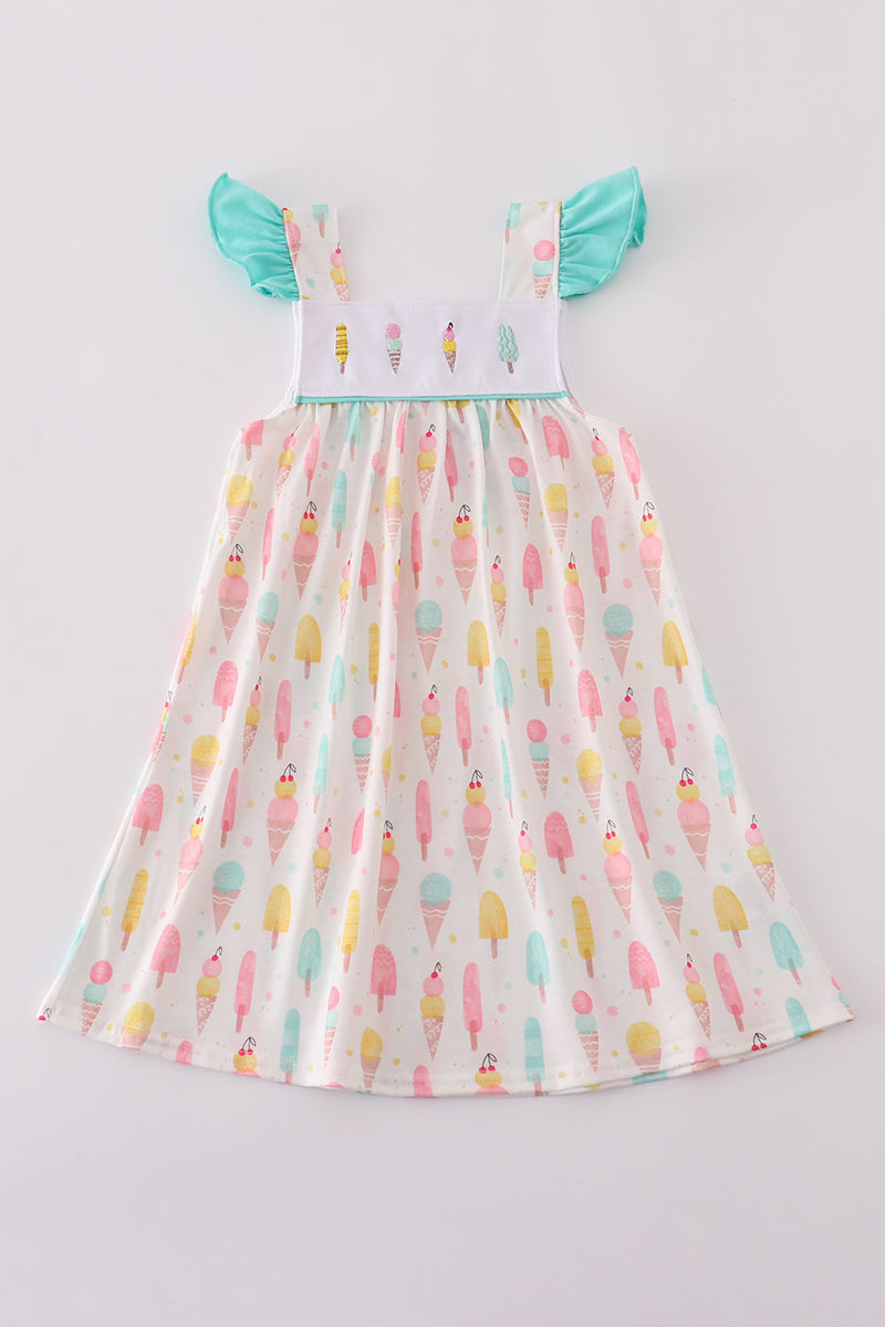 Mint ice cream embroidery dress