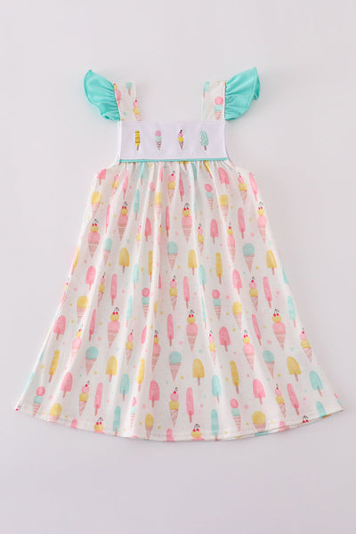 Mint ice cream embroidery dress