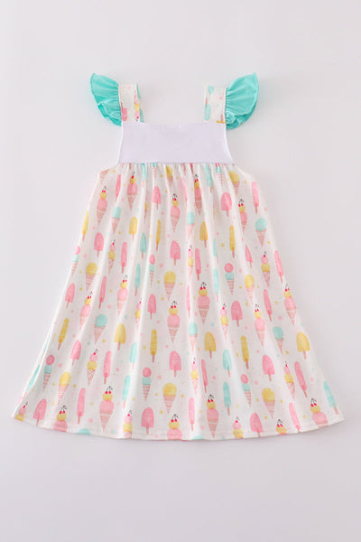 Mint ice cream embroidery dress