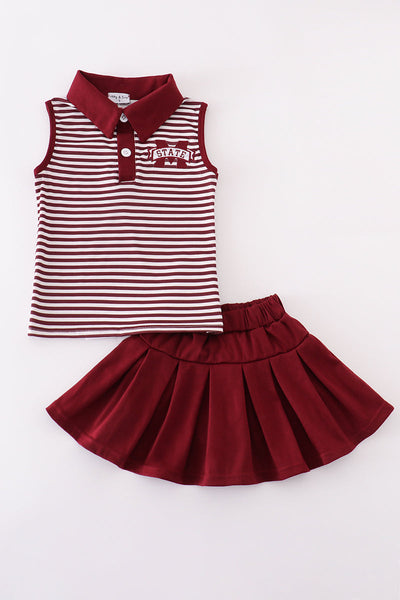 Maroon Mississippi embroidery tennis set