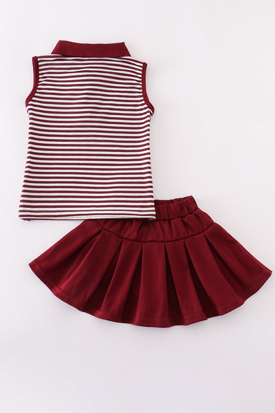 Maroon Mississippi embroidery tennis set