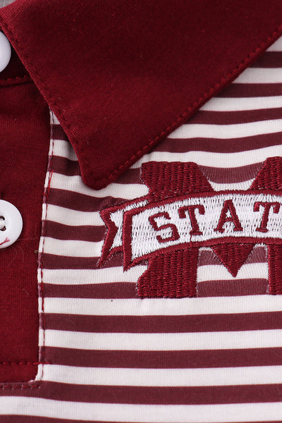 Maroon Mississippi embroidery tennis set