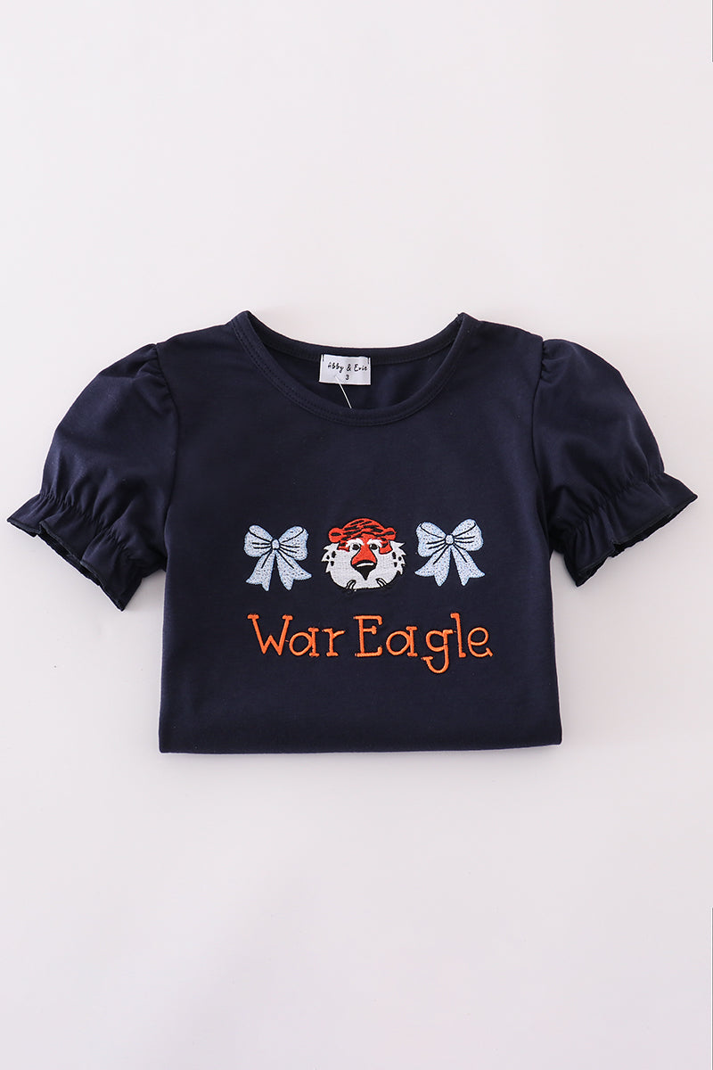 Navy Auburn war eagle embroidery set