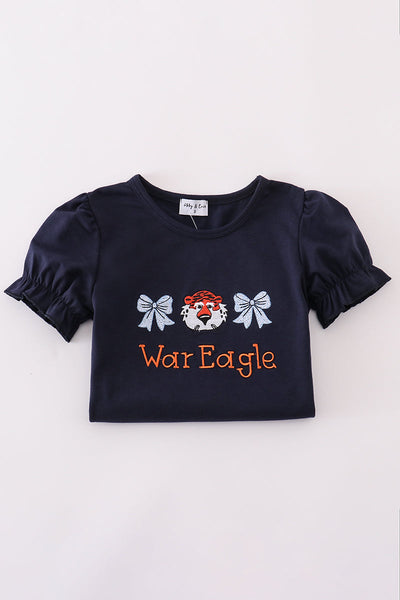 Navy Auburn war eagle embroidery set