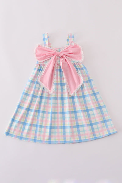 Pink plaid bow dress