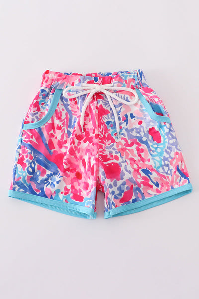 Tropical Sunset Waves swim trunks