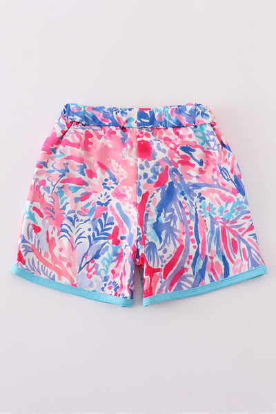 Tropical Sunset Waves swim trunks
