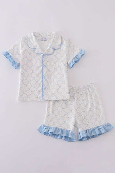 Blue classic lattice charm pajamas set