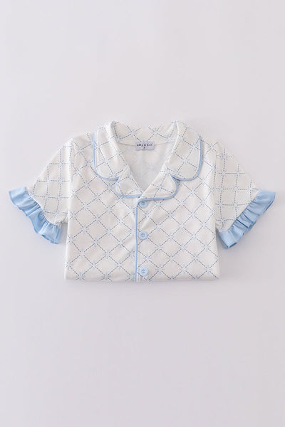 Blue classic lattice charm pajamas set