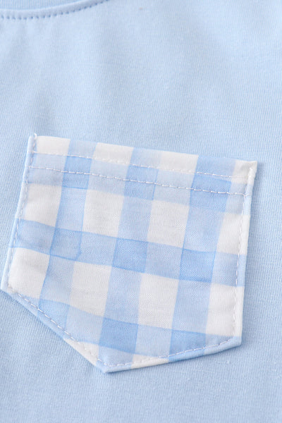 Blue gingham shorts set