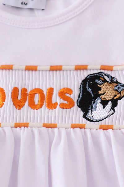Orange Tennessee GO VOLS embroidery smocked bloomer set