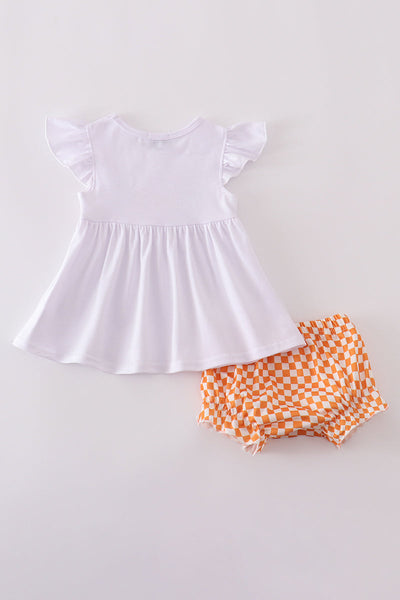 Orange Tennessee GO VOLS embroidery smocked bloomer set