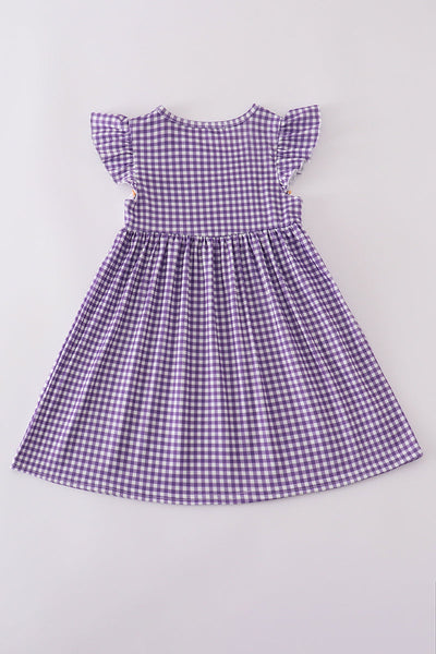 Purple gold LSU geaux embroidery smocked dress