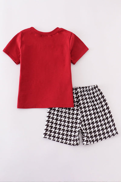 Maroon Alabama Roll Tide embroidery smocked shorts set
