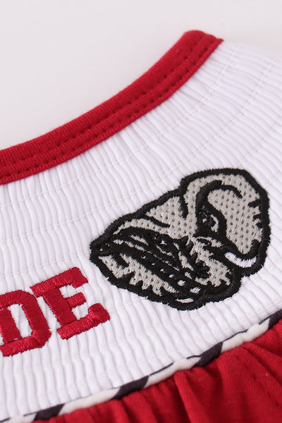 Maroon Alabama Roll Tide embroidery smocked shorts set