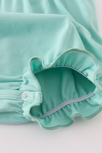 Mint hunting puppy embroidery ruffle bubble