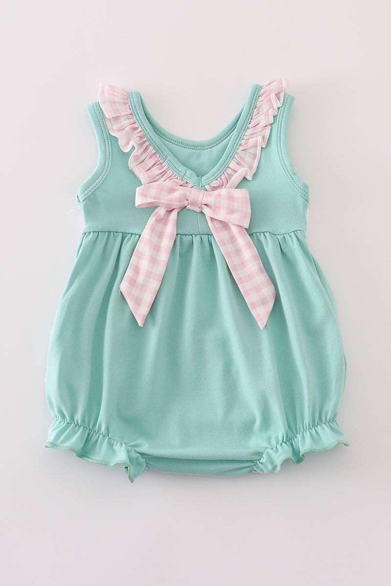 Mint hunting puppy embroidery ruffle bubble
