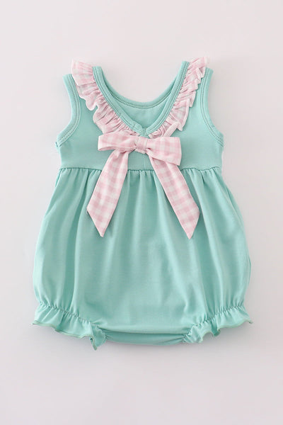 Mint hunting puppy embroidery ruffle bubble