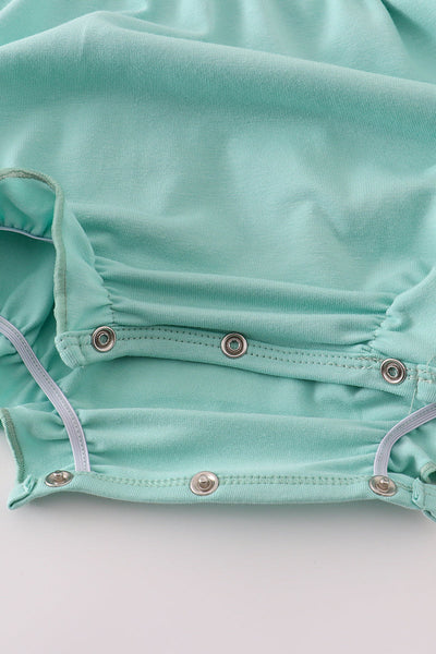 Mint hunting puppy embroidery ruffle bubble