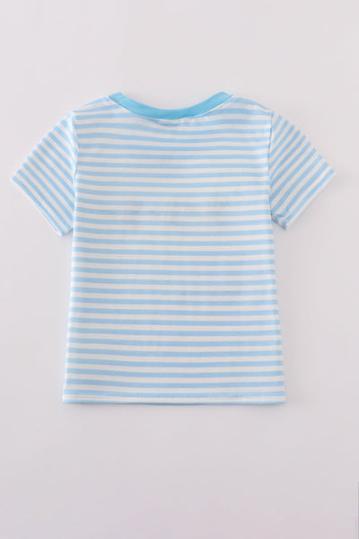 Blue stripe duck embroidery top