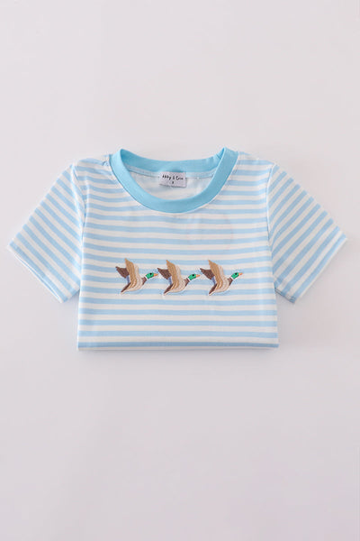 Blue stripe duck embroidery top