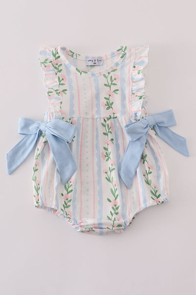 Blue floral print ruffle bubble