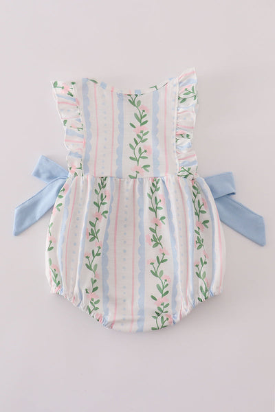 Blue floral print ruffle bubble