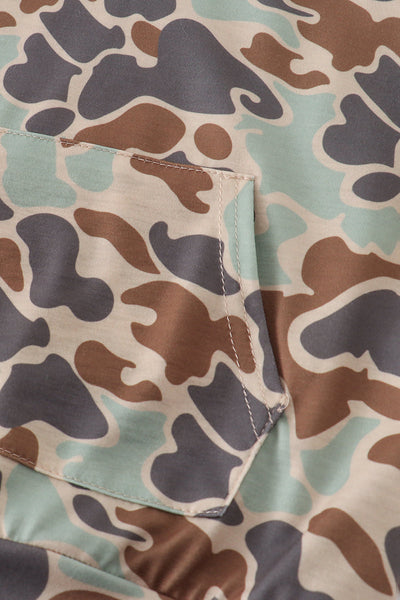 Green camouflage print hoodie