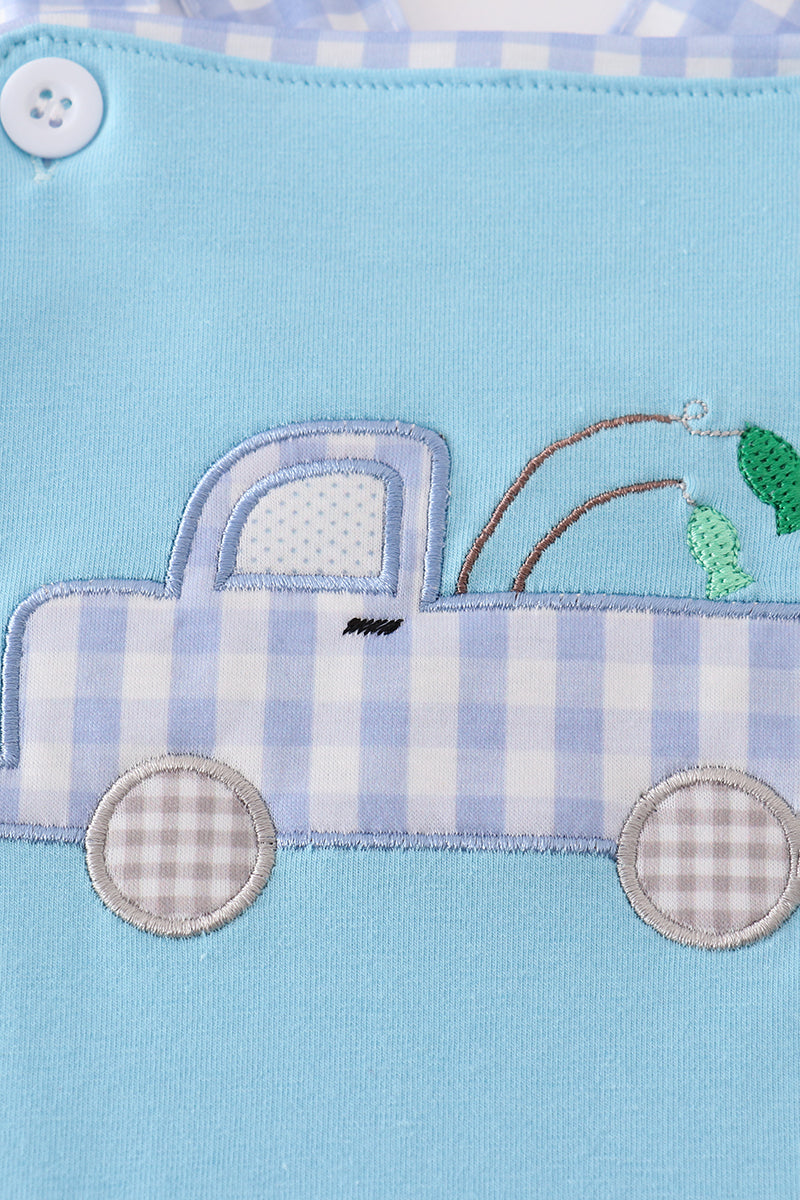 Blue truck fishing applique jonjon