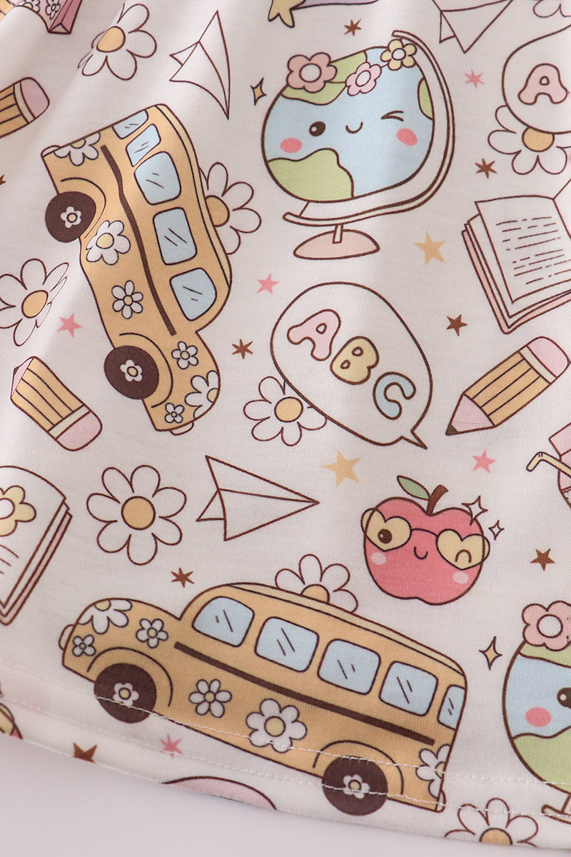 Blue bus apple print dress