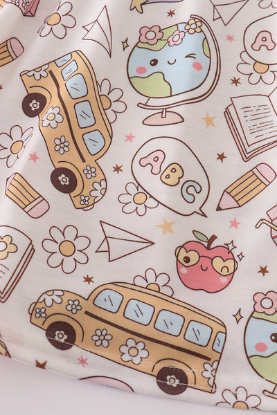 Blue bus apple print dress